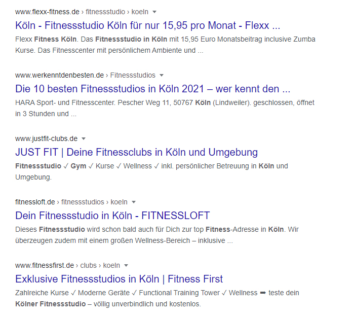 Suchmaschinenoptimierung selber lernen - Darstellung in der Google Suche