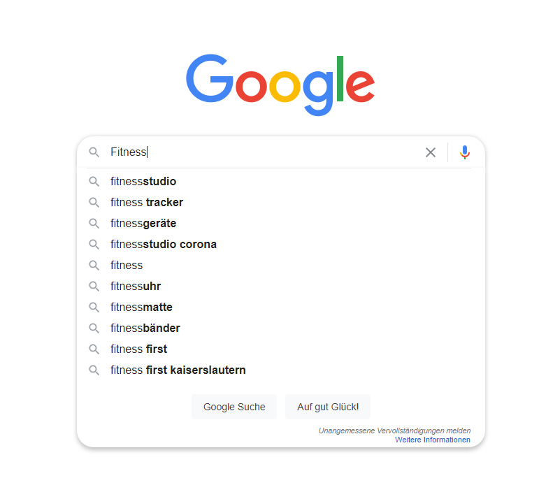 Suchmaschinenoptimierung selber umsetzen - Vorschlag der Google Autovervollständigung